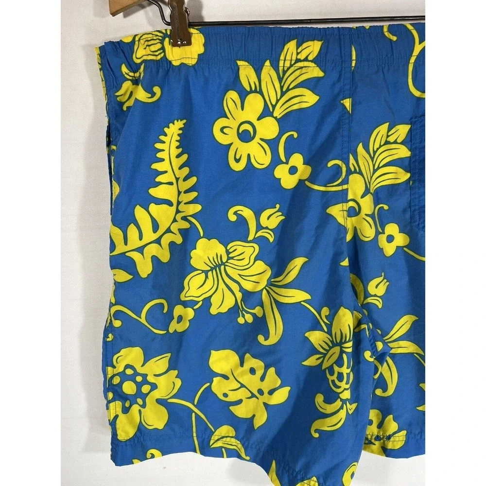 Polo Sport Mens Swim Trunks‎ Large Lined Blue Yellow Drawstring Pockets